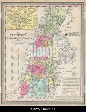 1853, Mitchell Map of Palestine, Israel and the Holy Land. Reimagined by Gibon. Classic art with a modern twist reimagined Stock Photo