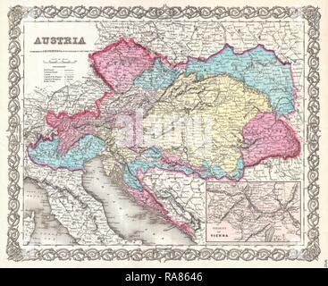 1855, Colton Map of Austria, Hungary and the Czech Republic. Reimagined by Gibon. Classic art with a modern twist reimagined Stock Photo
