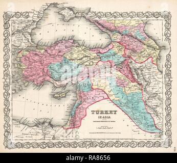 1855, Colton Map of Turkey, Iraq, and Syria. Reimagined by Gibon. Classic art with a modern twist reimagined Stock Photo