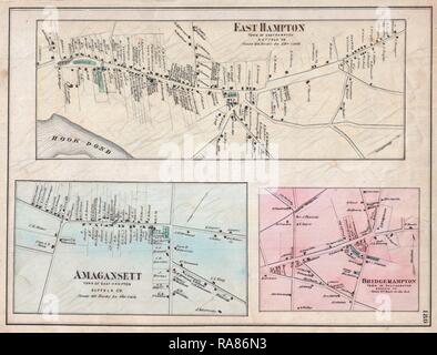 Map of East Hampton 1873 Stock Photo - Alamy