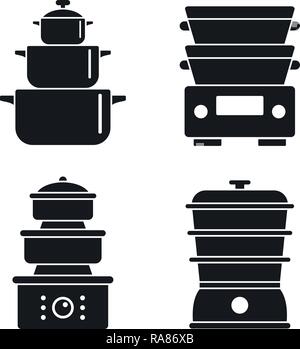 Steamer icon set. Simple set of steamer vector icons for web design on white background Stock Vector