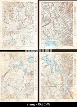 1896, U.S. Geological Survey Map of Yellowstone National Park, 4 sheets. Reimagined by Gibon. Classic art with a reimagined Stock Photo