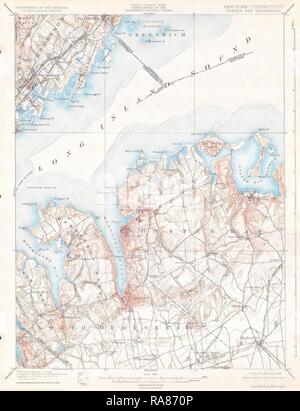 1900, U.S.G.S. Map of Oyster Bay, Long Island, New York. Reimagined by Gibon. Classic art with a modern twist reimagined Stock Photo