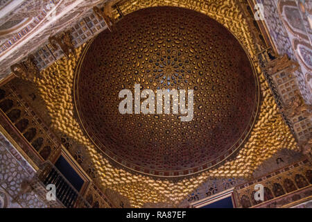 An interior view of the Don Pedro's dome inside the Alcazar gardens in Seville, Spain. Stock Photo