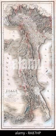 1814, Rizzi-Zannoni Map of Italy. Reimagined by Gibon. Classic art with a modern twist reimagined Stock Photo