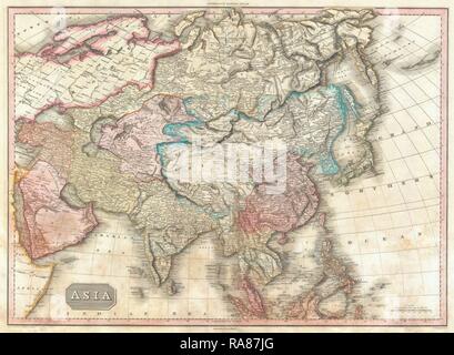 1818, Pinkerton Map of Asia, John Pinkerton, 1758 – 1826, Scottish antiquarian, cartographer, UK. Reimagined Stock Photo