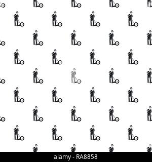 Farmer cut grass pattern seamless vector repeat geometric for any web design Stock Vector