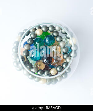 Beautiful glass beads closeup on white background Stock Photo