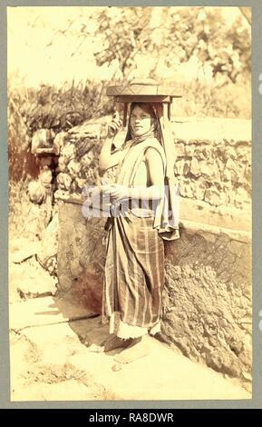 Types Algerians Young Girl Bread Market, the Neurdein Photographs of Algeria Including Byzantine and Roman Ruins in reimagined Stock Photo