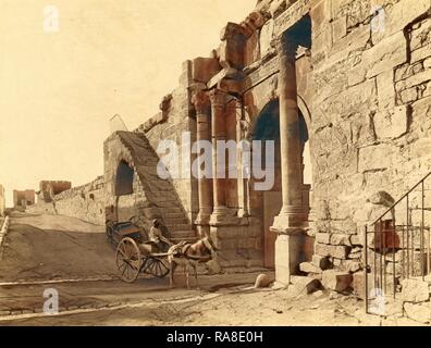 Tebessa, Arch of Caracalla and the Walls of the Byzantine Citadel, Algiers, the Neurdein Photographs of Algeria reimagined Stock Photo