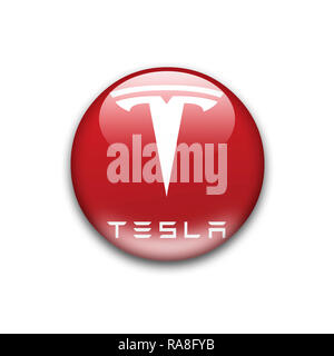 Tesla logo Stock Photo
