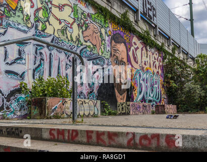 Berlin, Germany - street art and paintings are one of the most prominent landmarks in Berlin, with a lot of beautiful examples Stock Photo