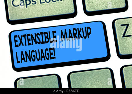 Word writing text Extensible Markup Language. Business concept for computer language that use tag to define element Keyboard key Intention to create c Stock Photo