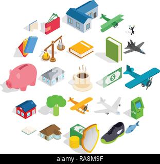 Diversity icons set, isometric style Stock Vector