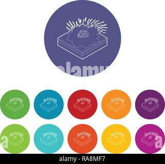 Meteor falling icons set vector color Stock Vector