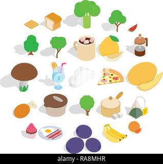 Vegetarian icons set, isometric style Stock Vector