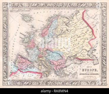 1864, Mitchell Map of Europe. Reimagined by Gibon. Classic art with a modern twist reimagined Stock Photo