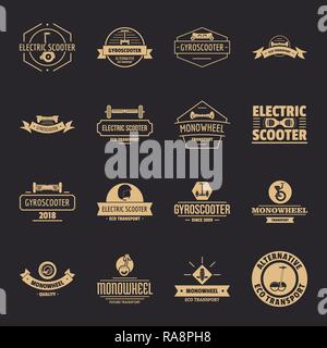 Balancing scooter logo icons set, simple style Stock Vector