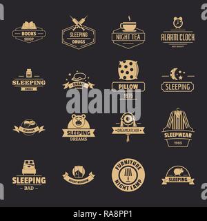 Sleep logo icons set, simple style Stock Vector