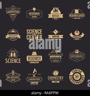 Chemical science logo icons set, simple style Stock Vector