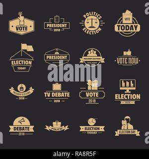 Election voting logo icons set, simple style Stock Vector