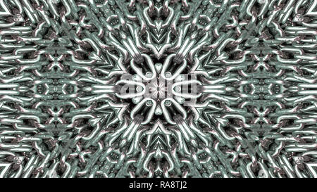 Abstract Metallic Industrial and Technology  Concept Symmetric Pattern Ornamental Decorative Kaleidoscope Movement Geometric Circle and Star Shapes Stock Photo