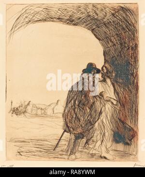 Jean-Louis Forain, The Meeting under the Arch (third plate), French, 1852 - 1931, 1910, etching. Reimagined Stock Photo