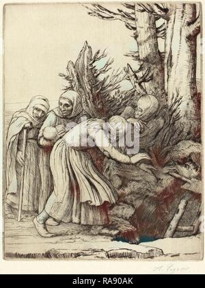 Alphonse Legros, The Triumph of Death: Death Prepares a Dwelling for the Homeless (Le triomphe de la Mort: Lamort a reimagined Stock Photo