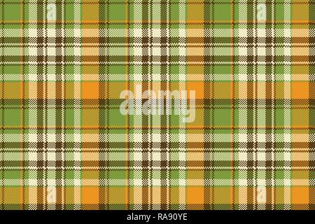 Yellow abstract check pixel plaid seamless pattern. Vector illustration. Stock Vector