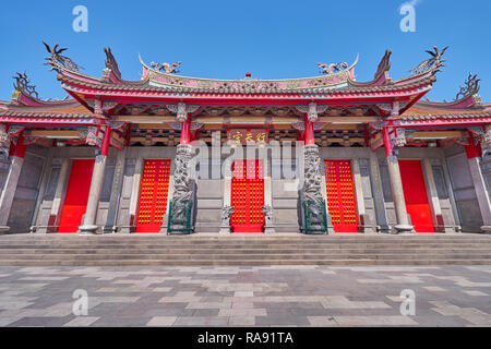 Taipei, Taiwan - November 29, 2018: Beautiful five red gate of Xingtian temple in Zhongshan district in Taipei city, Taiwan Stock Photo