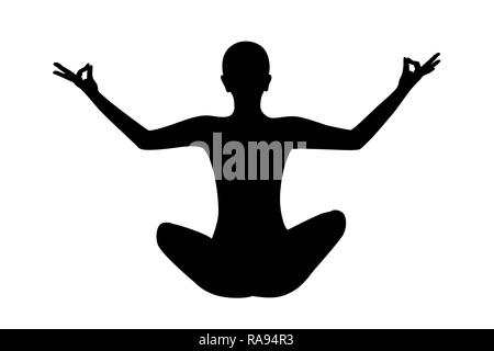 silhouette of a man meditating in lotus pose - Stock Image - Everypixel