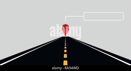 straight highway road with yellow markings on grey background vector illustration Stock Vector