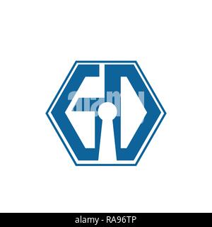 Hexagonal initial letter GD G D Logo Design Vector Illustration Stock Vector