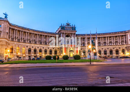 Hofburg Palace, evening view in the lights, Vienna, Austria