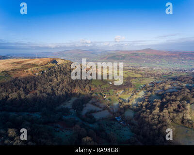 Aerial view of Brecon Beacons. Near Keepers Pond, The Blorenge, Abergavenny, Wales, United Kingdom Stock Photo