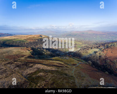 Aerial view of Brecon Beacons. Near Keepers Pond, The Blorenge, Abergavenny, Wales, United Kingdom Stock Photo