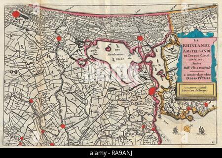 1747, La Feuille Map of Amsterdam and Vicinity, the Netherlands. Reimagined by Gibon. Classic art with a modern twist reimagined Stock Photo