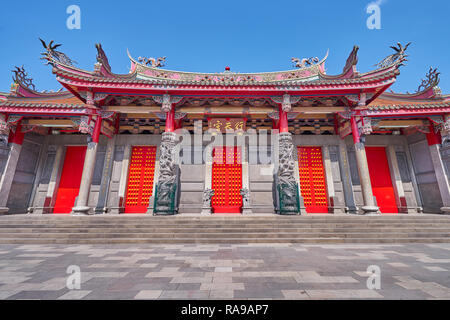 Taipei, Taiwan - November 29, 2018: Beautiful five red gate of Xingtian temple in Zhongshan district in Taipei city, Taiwan Stock Photo