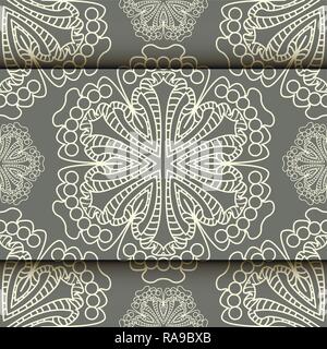 Vector lace pattern in Eastern style on scroll work background.  Ornamental pattern for wedding invitations, greeting cards. Stock Vector