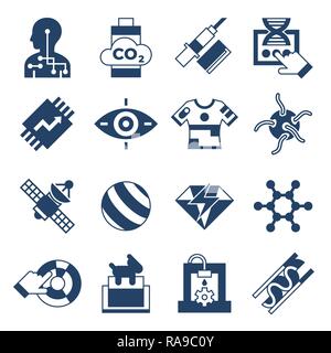 Digital vector quantum things to come technology icons set, flat style infographics Stock Vector