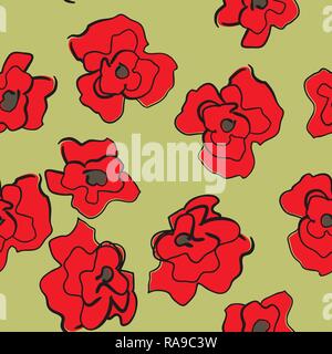 seamless bright ornament with poppies easily editable vector image Stock Vector