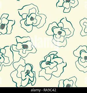 Seamless pattern with decorative poppy flowers on  background. Vector illustration easily editable vector image Stock Vector