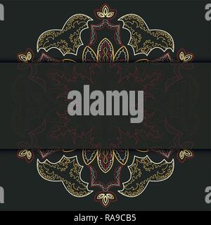 Vector lace pattern. Ornate element for design. Place for text. Ornamental pattern for wedding invitations, greeting cards. Traditional outline decor. Stock Vector