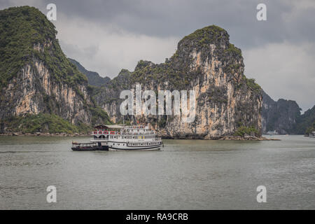 Nice boats in Halond Bay Vietnam Stock Photo