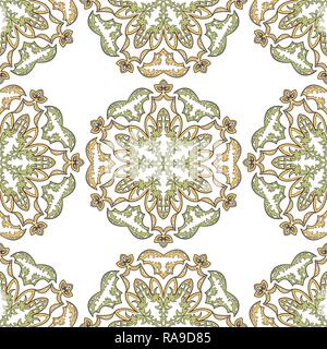 Ornate symmetric ornament in east style on seamless background. easily editable vector image Stock Vector