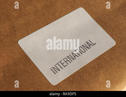 International label on air mail letter Stock Photo