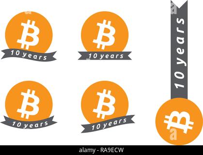 Bitcoin 10th Anniversary of the Genesis Block Stock Vector