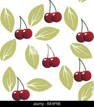 cherry and leaves  Easily editable vector image Stock Vector