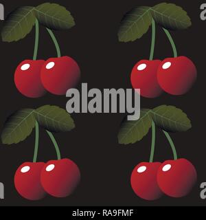 cherry and leaves  Easily editable vector image Stock Vector