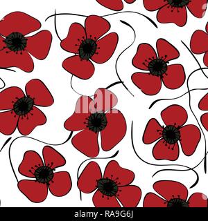 Red poppies Easily editable vector image abstract vector eps 10 handmade Stock Vector